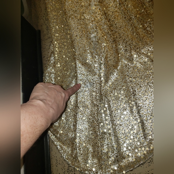 Jovani silver gold ombre liquid beading beaded strapless prom pageant dress 8 cy - Picture 9 of 10